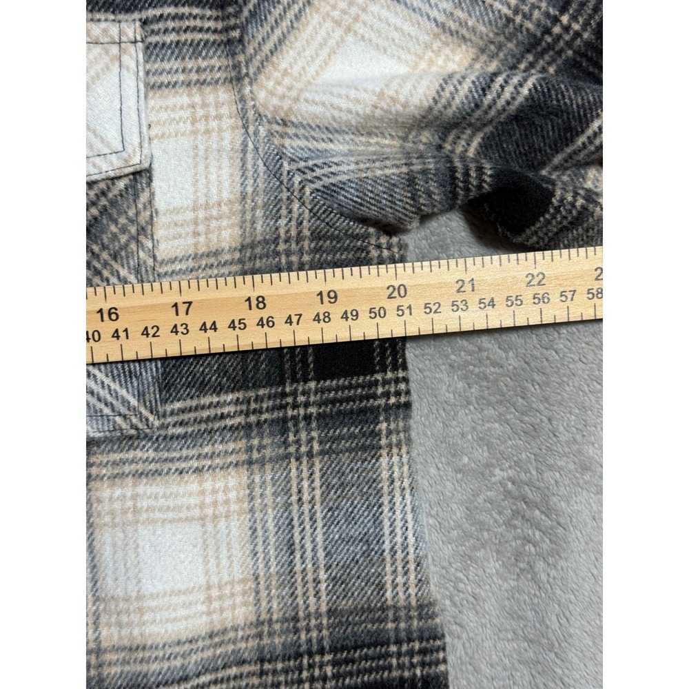 Women's Steve Madden Plaid Jacket Black Tan Cream Flannel Jacket CL42549W M - Picture 7 of 9
